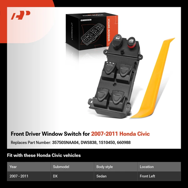 Front Driver Window Switch for 2007-2011 Honda Civic