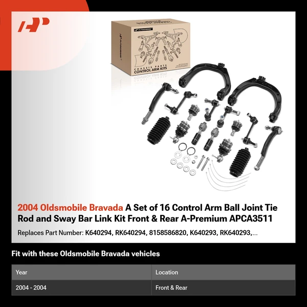 2004 Oldsmobile Bravada A Set of 16 Control Arm Ball Joint Tie Rod and Sway Bar Link Kit Front & Rear A-Premium APCA3511