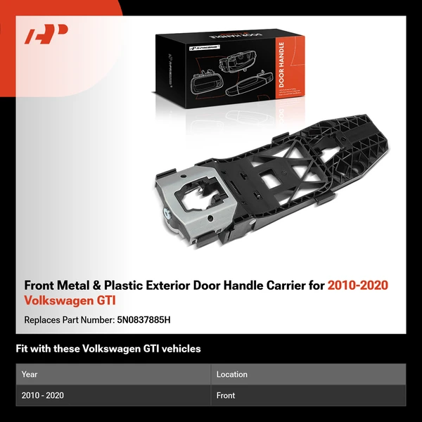 Front Metal & Plastic Exterior Door Handle Carrier for 2010-2020 Volkswagen GTI