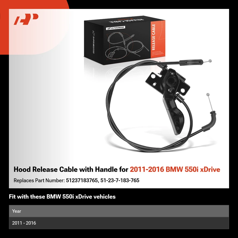Hood Release Cable with Handle for 2011-2016 BMW 550i xDrive