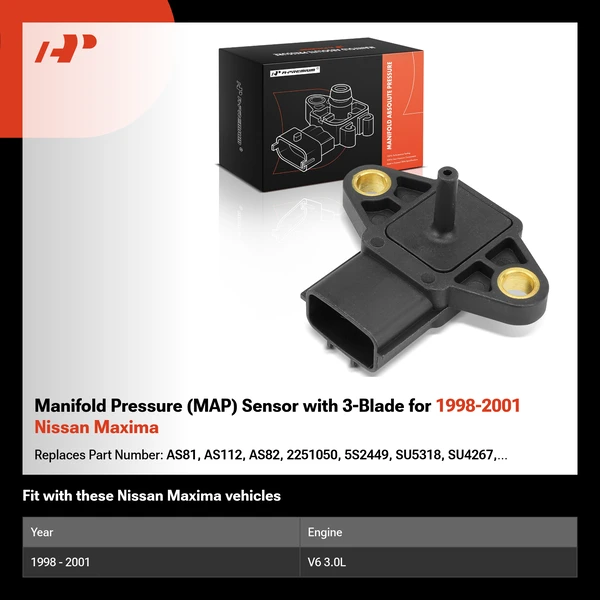 Manifold Pressure (MAP) Sensor with 3-Blade for 1998-2001 Nissan Maxima