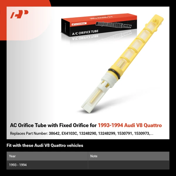 AC Orifice Tube with Fixed Orifice for 1993-1994 Audi V8 Quattro