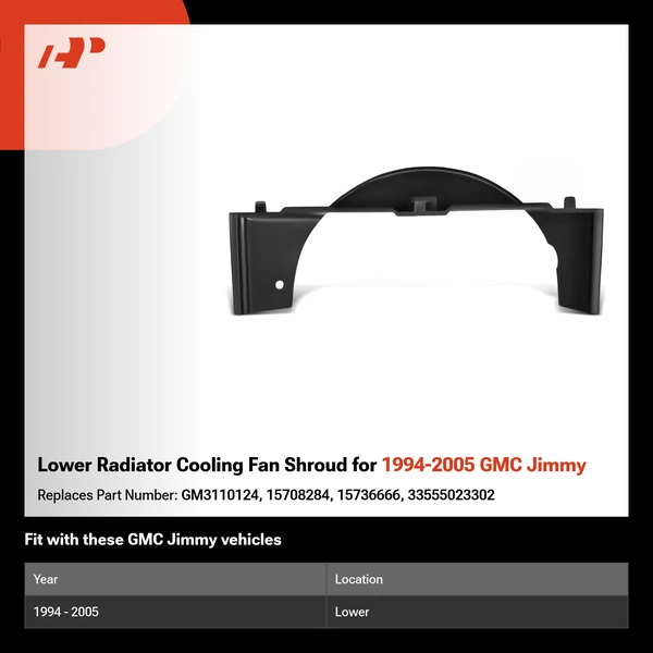 Lower Radiator Cooling Fan Shroud for 1994-2005 GMC Jimmy