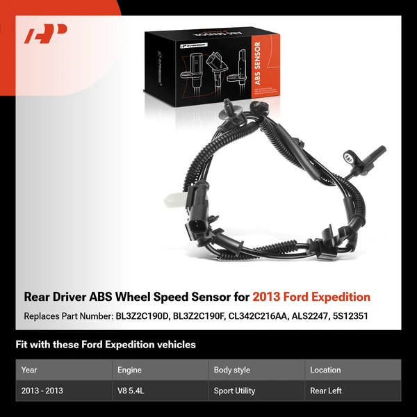 Rear Driver ABS Wheel Speed Sensor for 2013 Ford Expedition