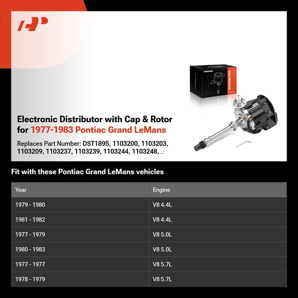 Electronic Distributor with Cap & Rotor for 1977-1983 Pontiac Grand LeMans