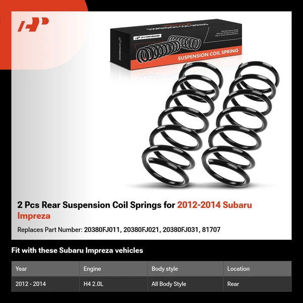 2 Pcs Rear Suspension Coil Springs for 2012-2014 Subaru Impreza