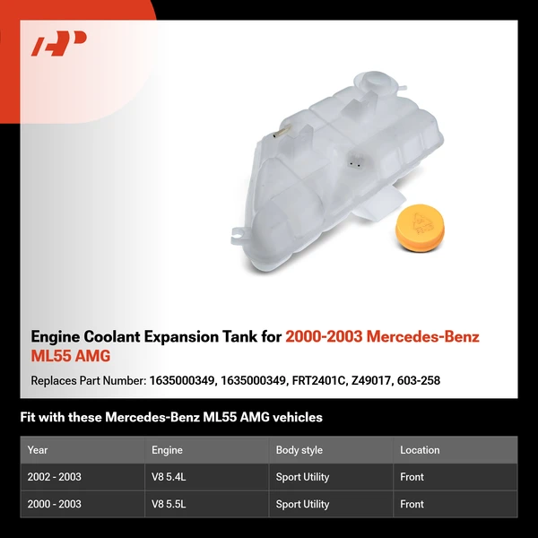 Engine Coolant Expansion Tank for 2000-2003 Mercedes-Benz ML55 AMG