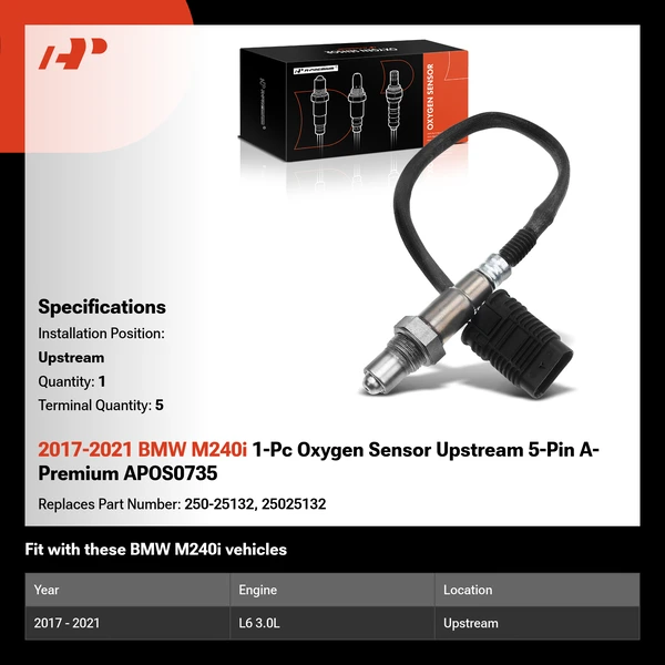 2017-2021 BMW M240i 1-Pc Oxygen Sensor Upstream 5-Pin A-Premium APOS0735