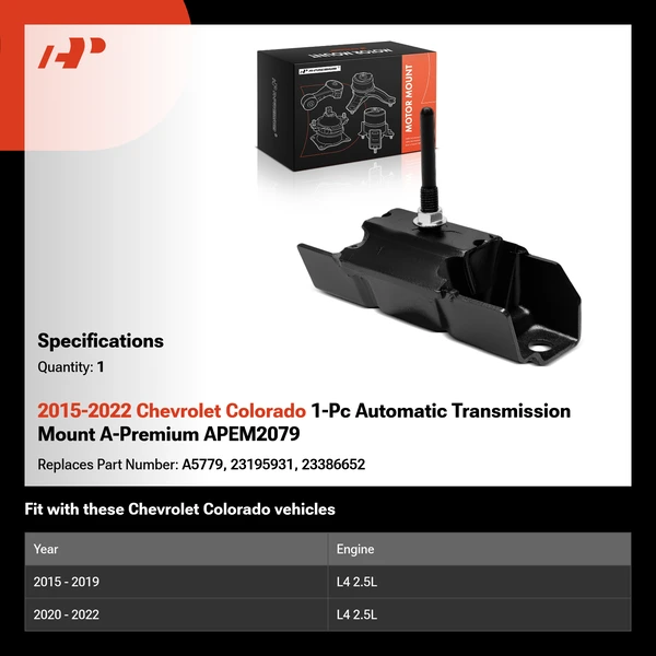 2015-2022 Chevrolet Colorado 1-Pc Automatic Transmission Mount A-Premium APEM2079