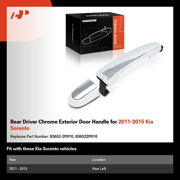 Rear Driver Chrome Exterior Door Handle for 2011-2015 Kia Sorento