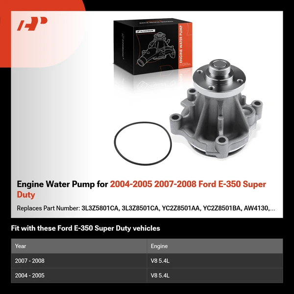 Engine Water Pump for 2004-2005 2007-2008 Ford E-350 Super Duty