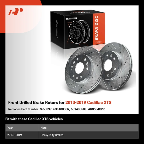 Front Drilled Brake Rotors for 2013-2019 Cadillac XTS