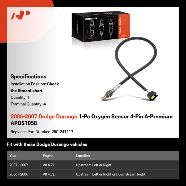 2006-2007 Dodge Durango 1-Pc Oxygen Sensor 4-Pin A-Premium APOS1058