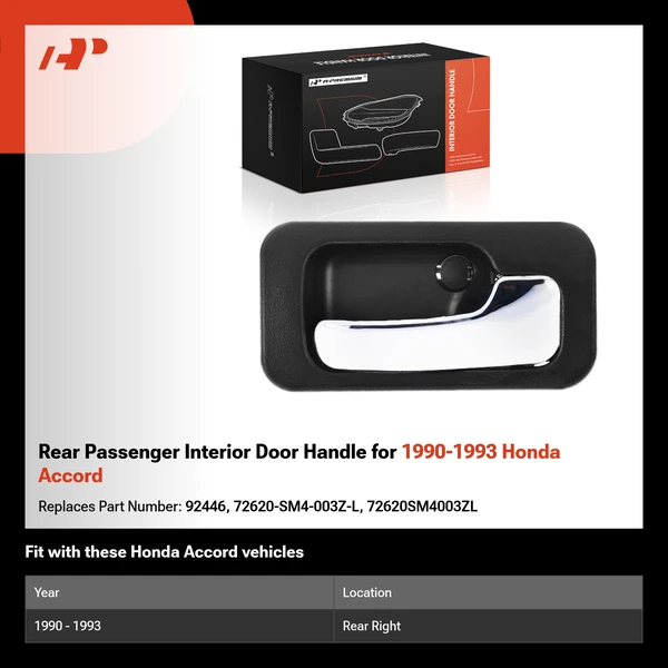 Rear Passenger Interior Door Handle for 1990-1993 Honda Accord