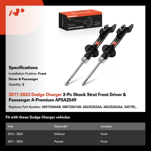 2011-2023 Dodge Charger 2-Pc Shock Strut Front Driver & Passenger A-Premium APSA2549