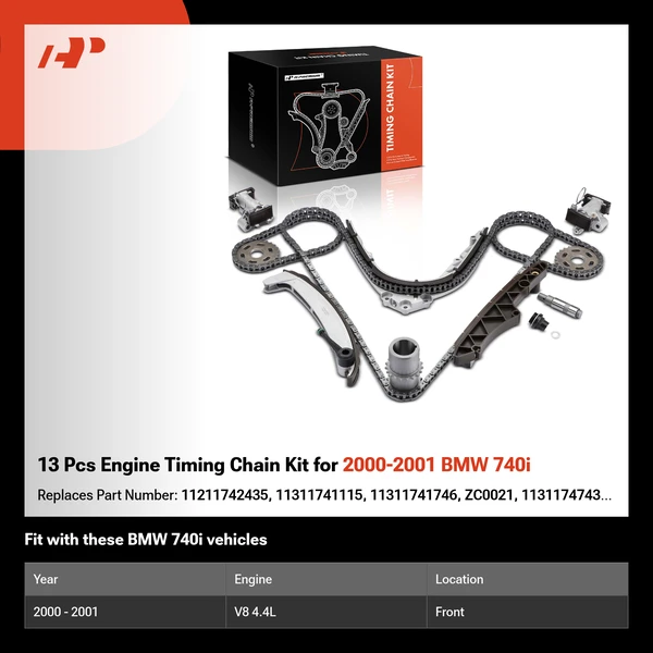 13 Pcs Engine Timing Chain Kit for 2000-2001 BMW 740i
