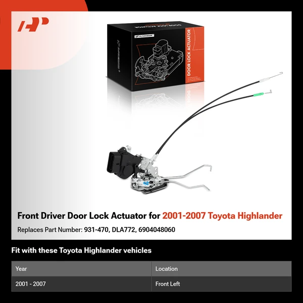 Front Driver Door Lock Actuator for 2001-2007 Toyota Highlander