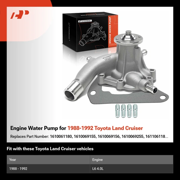 Engine Water Pump for 1988-1992 Toyota Land Cruiser