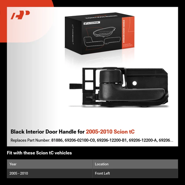 Black Interior Door Handle for 2005-2010 Scion tC
