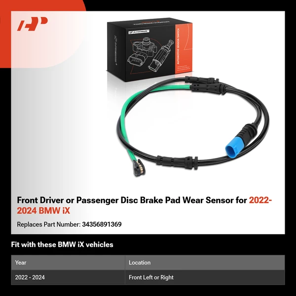 Front Driver or Passenger Disc Brake Pad Wear Sensor for 2022-2024 BMW iX