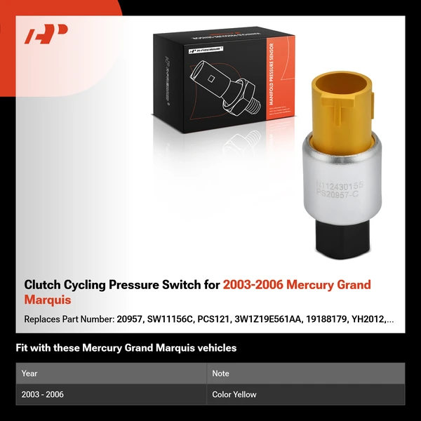 Clutch Cycling Pressure Switch for 2003-2006 Mercury Grand Marquis