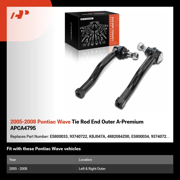 2005-2008 Pontiac Wave Tie Rod End Outer A-Premium APCA4795
