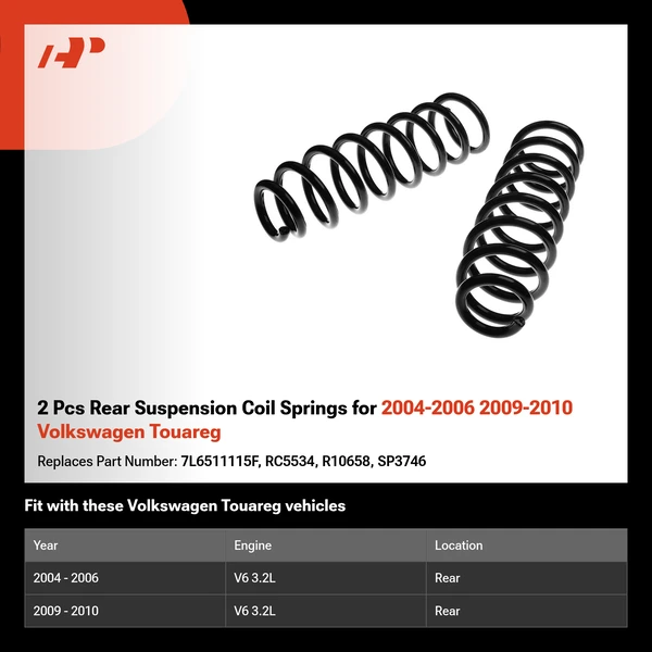 2 Pcs Rear Suspension Coil Springs for 2004-2006 2009-2010 Volkswagen Touareg