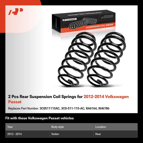 2 Pcs Rear Suspension Coil Springs for 2012-2014 Volkswagen Passat