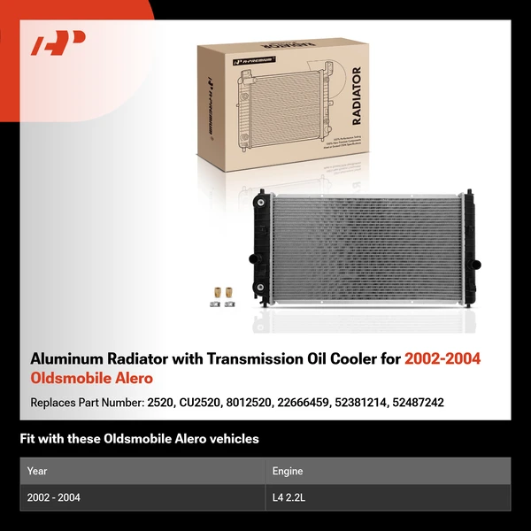 Aluminum Radiator with Transmission Oil Cooler for 2002-2004 Oldsmobile Alero