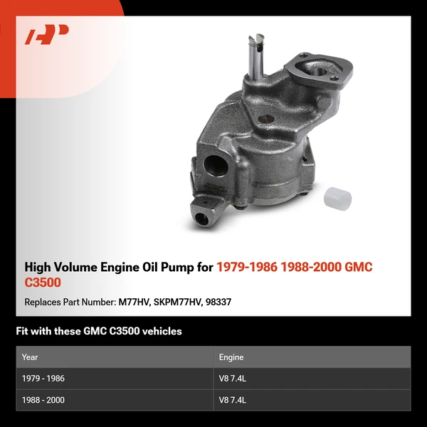 High Volume Engine Oil Pump for 1979-1986 1988-2000 GMC C3500