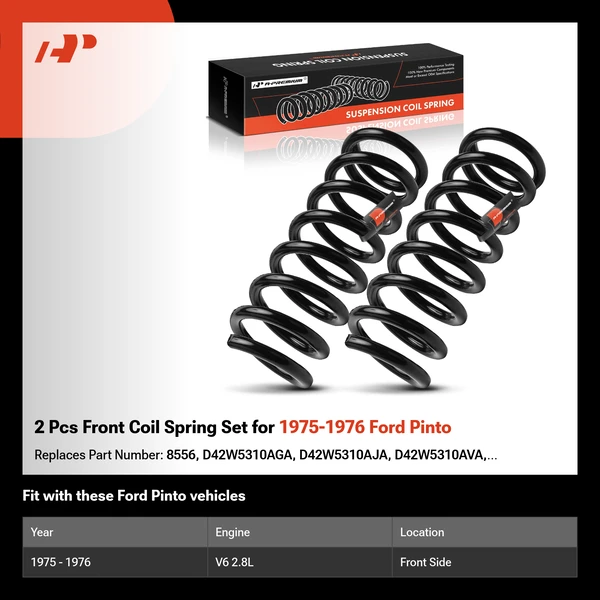 2 Pcs Front Coil Spring Set for 1975-1976 Ford Pinto