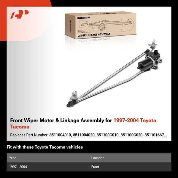 Front Wiper Motor & Linkage Assembly for 1997-2004 Toyota Tacoma