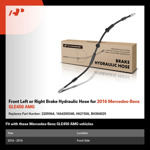 Front Left or Right Brake Hydraulic Hose for 2016 Mercedes-Benz GLE450 AMG