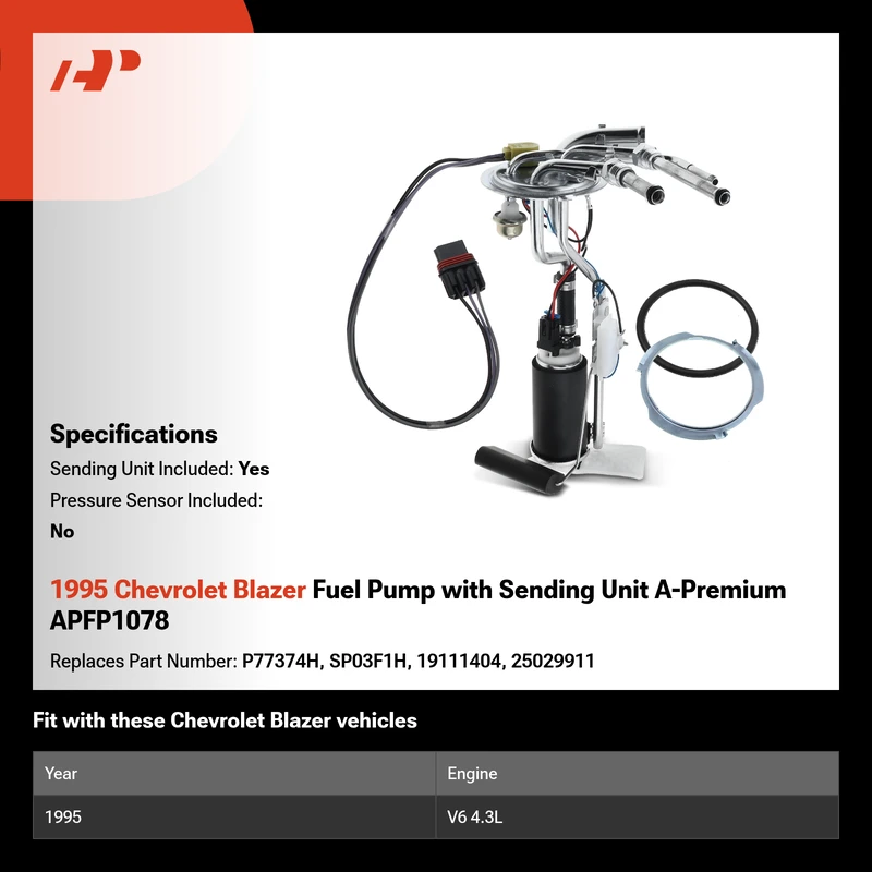1995 Chevrolet Blazer Fuel Pump with Sending Unit A-Premium APFP1078