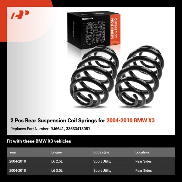 2 Pcs Rear Suspension Coil Springs for 2004-2010 BMW X3