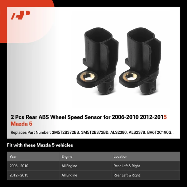 2 Pcs Rear ABS Wheel Speed Sensor for 2006-2010 2012-2015 Mazda 5