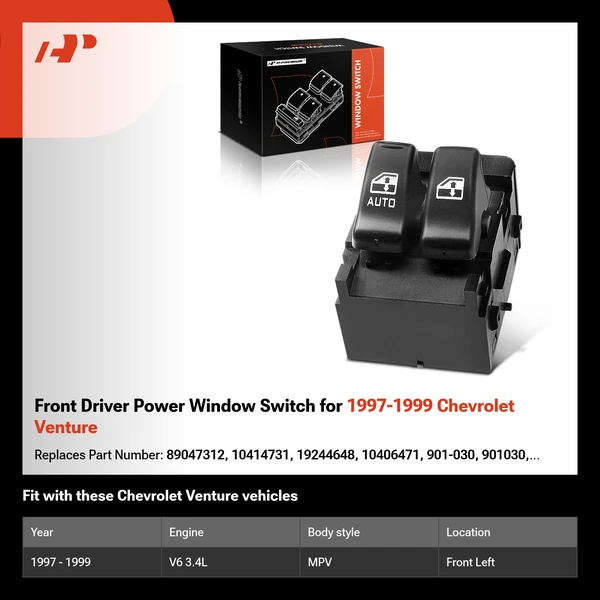 Front Driver Power Window Switch for 1997-1999 Chevrolet Venture