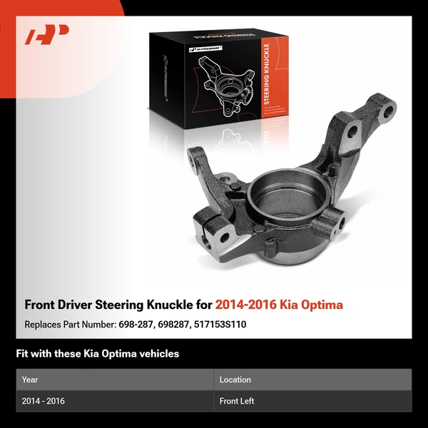 Front Driver Steering Knuckle for 2014-2016 Kia Optima