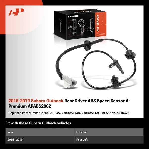 2015-2019 Subaru Outback Rear Driver ABS Speed Sensor A-Premium APABS2882