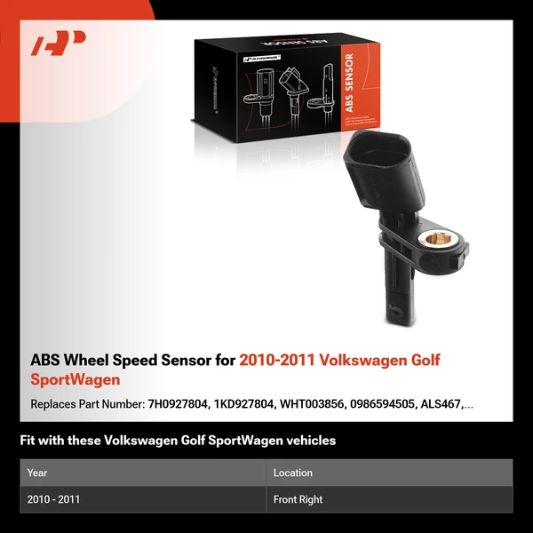 ABS Wheel Speed Sensor for 2010-2011 Volkswagen Golf SportWagen
