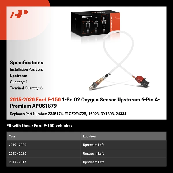 2015-2020 Ford F-150 1-Pc O2 Oxygen Sensor Upstream 6-Pin A-Premium APOS1879