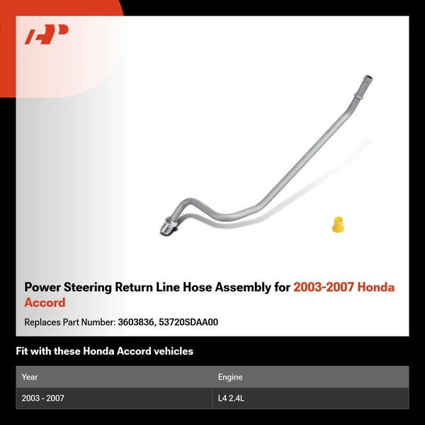 Power Steering Return Line Hose Assembly for 2003-2007 Honda Accord