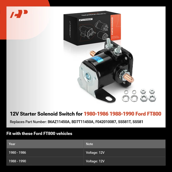 12V Starter Solenoid Switch for 1980-1986 1988-1990 Ford FT800
