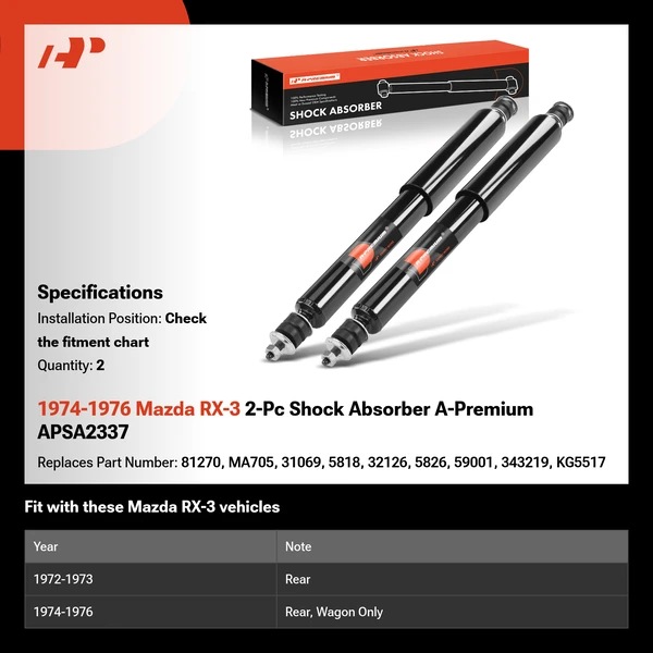 1974-1976 Mazda RX-3 2-Pc Shock Absorber A-Premium APSA2337