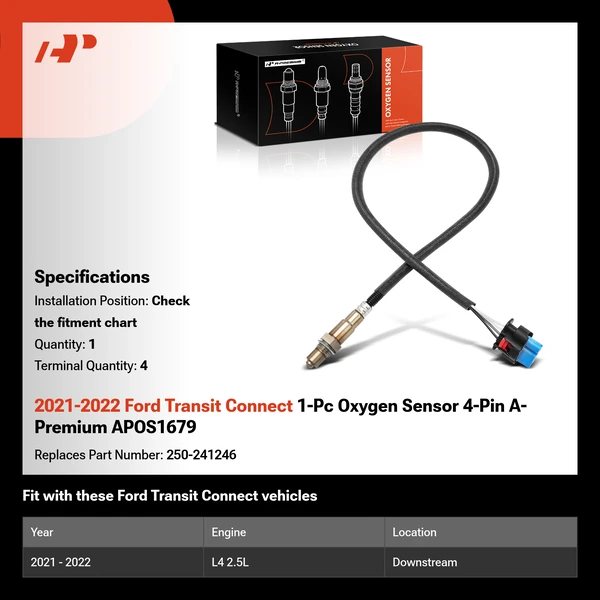 2021-2022 Ford Transit Connect 1-Pc Oxygen Sensor 4-Pin A-Premium APOS1679