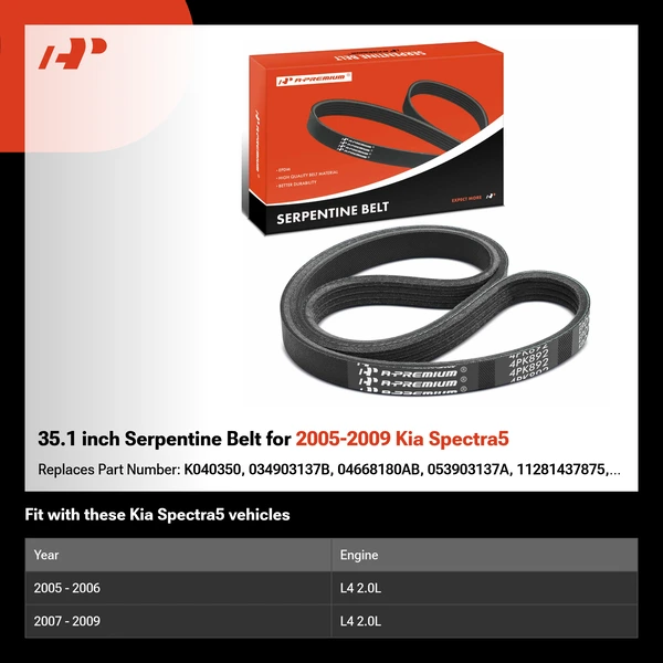 35.1 inch Serpentine Belt for 2005-2009 Kia Spectra5