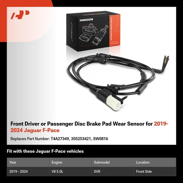 Front Driver or Passenger Disc Brake Pad Wear Sensor for 2019-2024 Jaguar F-Pace