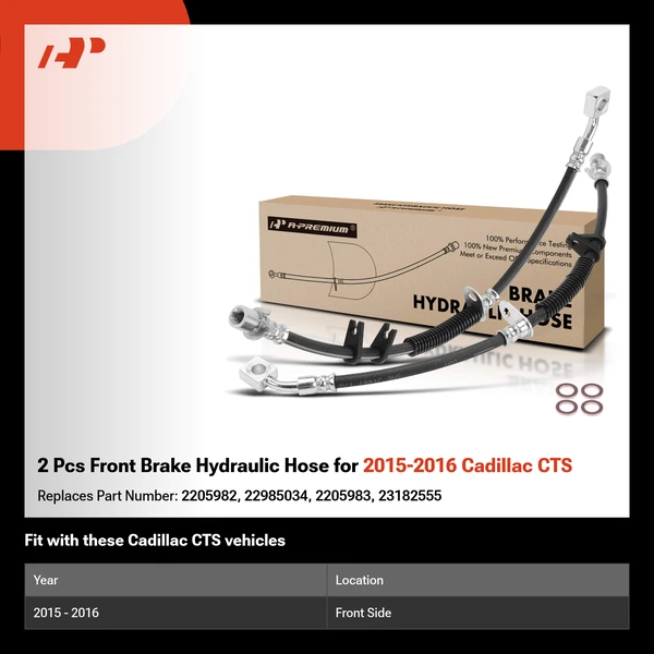 2 Pcs Front Brake Hydraulic Hose for 2015-2016 Cadillac CTS