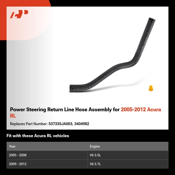 Power Steering Return Line Hose Assembly for 2005-2012 Acura RL