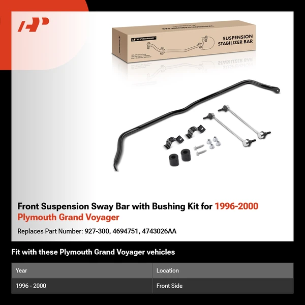 Front Suspension Sway Bar with Bushing Kit for 1996-2000 Plymouth Grand Voyager